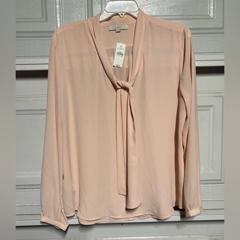LOFT Tie Front Long Sleeve Blouse